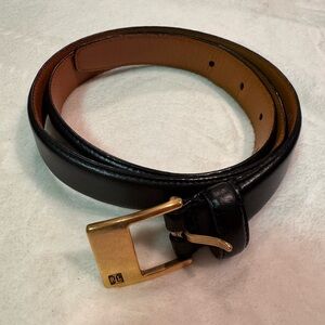 Ralph Lauren Ladies’ Black Leather Belt with Gold Buckle Size L
